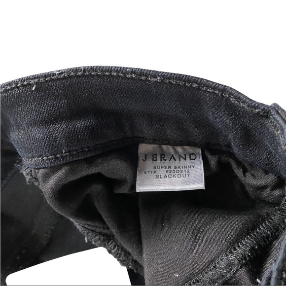 J Brand Super Skinny Blackout Black Denim Mid-Rise Destroyed Jeans Women’s 27x30 - Picture 12 of 12